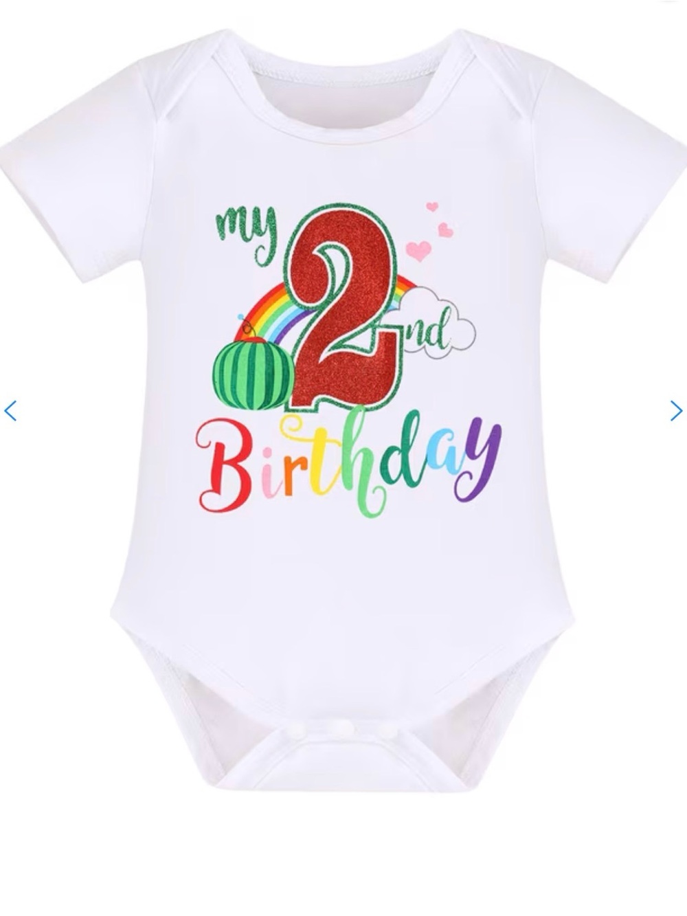 White 2nd Birthday Baby Bodysuit - Rainbow Number Design